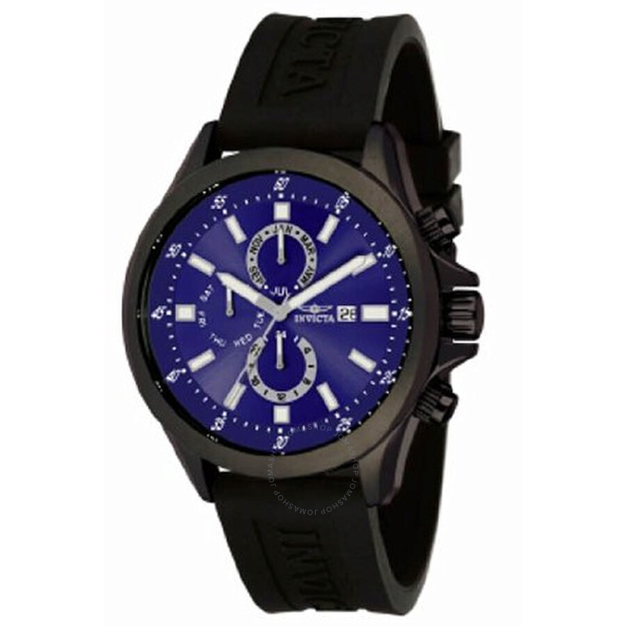 Specialty GMT Blue Dial Black IP Stainless Steel Men's Watch