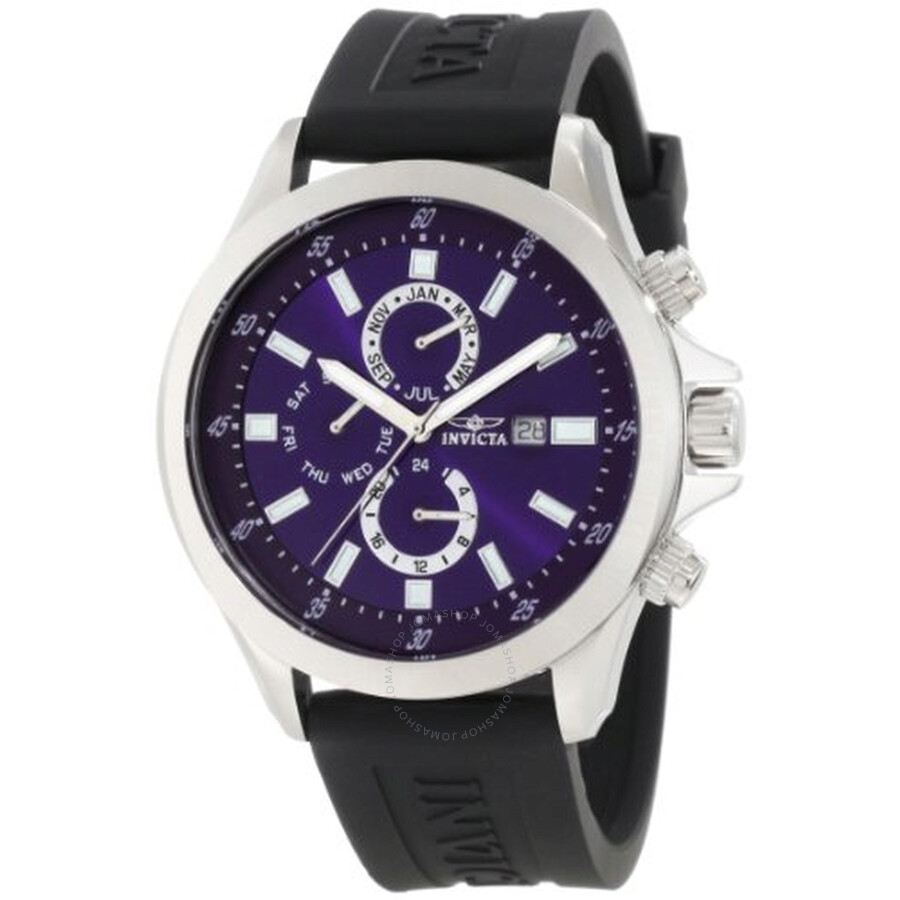 Specialty GMT Blue Dial Stainless Steel Black Rubber Men's Watch