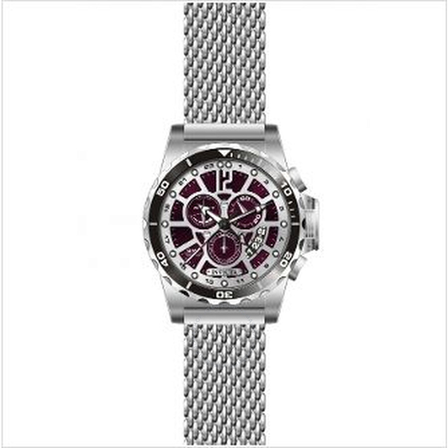 Specialty GMT Multi-Function Burgundy Dial Stainless Steel Men's Watch