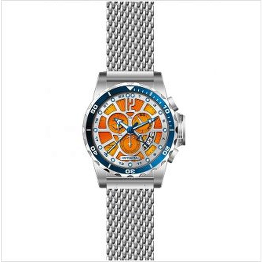Specialty GMT Multi-Function Orange Dial Stainless Steel Men's Watch