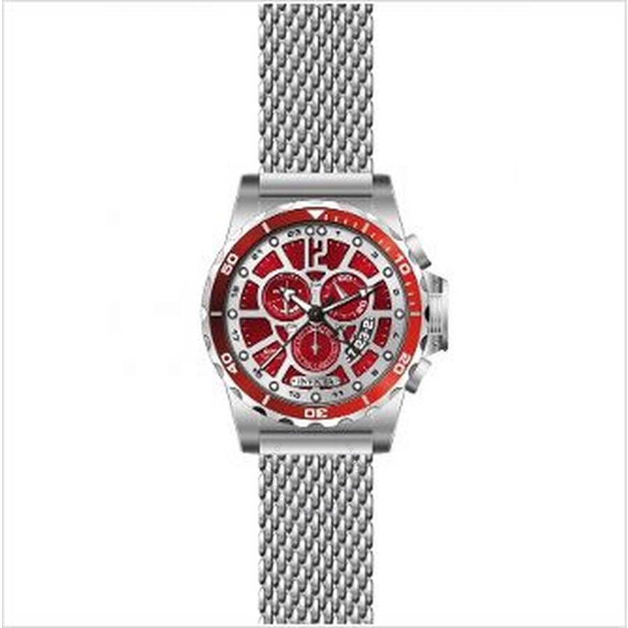 Specialty GMT Multi-Function Red Dial Stainless Steel Men's Watch