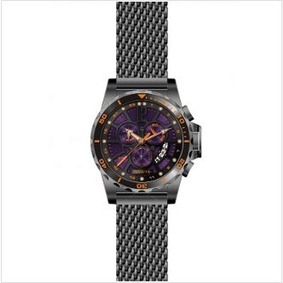 Specialty GMT Purple Dial Stainless Steel Men's Watch
