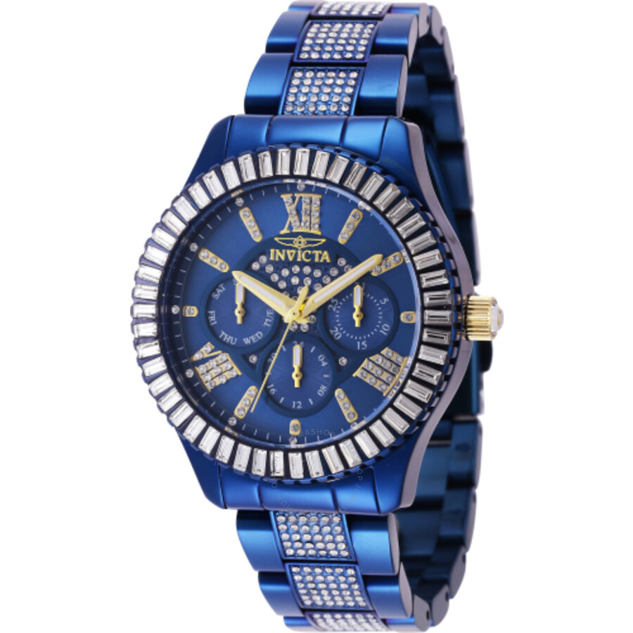 Specialty GMT Quartz Crystal Blue Dial Ladies Watch