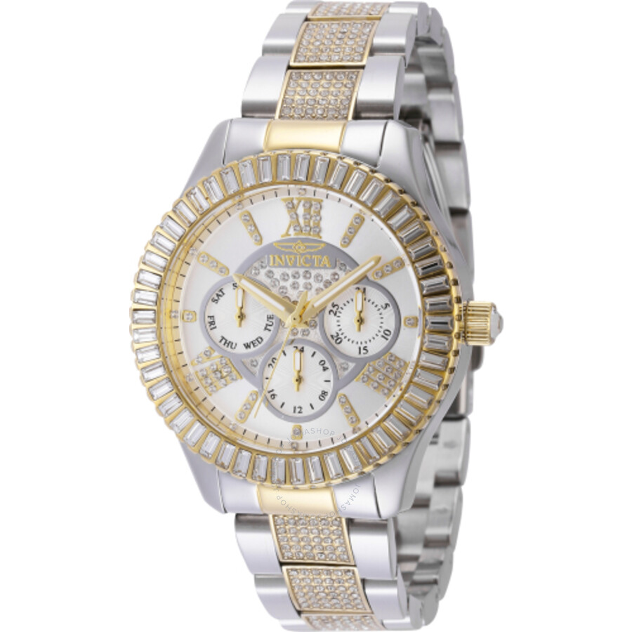Specialty GMT Quartz Crystal Silver Dial Ladies Watch
