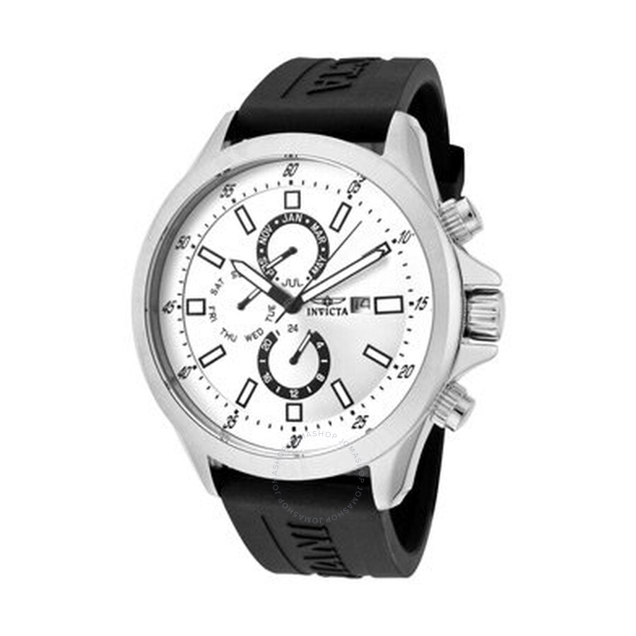 Specialty GMT White Dial Stainless Steel Black Rubber Men's Watch
