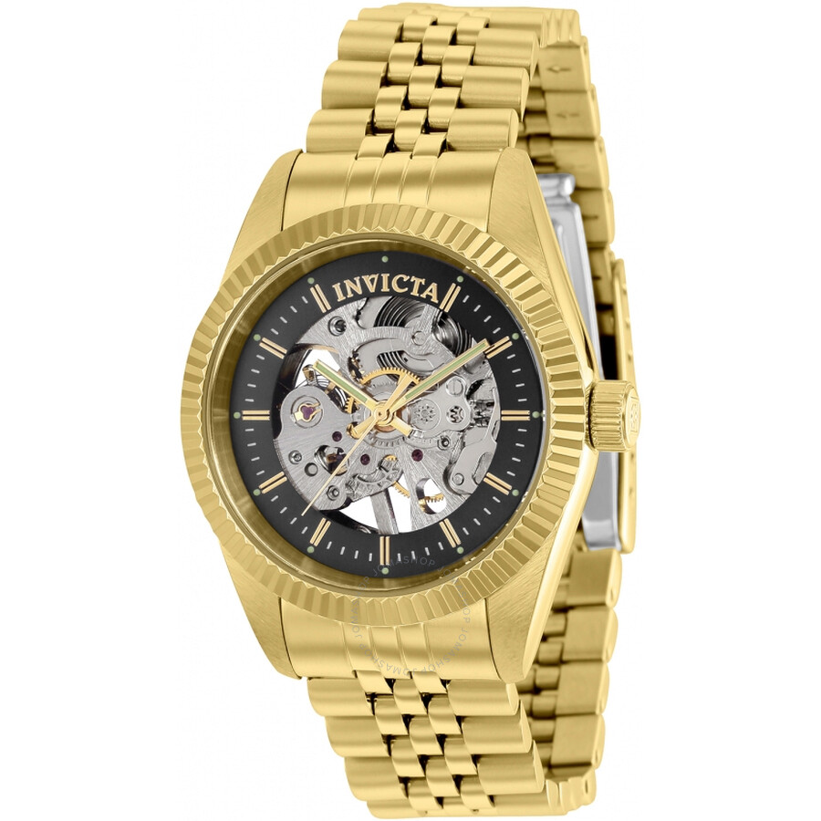 Specialty Hand Wind Black Skeleton Ladies Watch