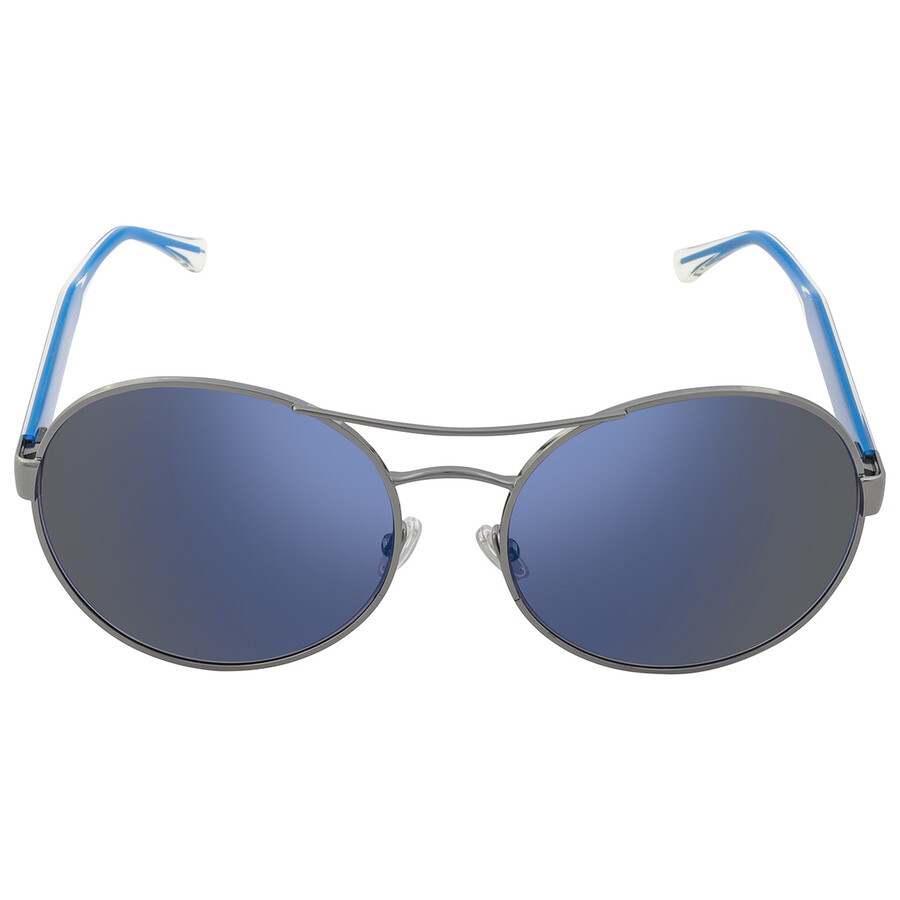 Jimmy Choo Blue Mirror Round Unisex Sunglasses YANN/S 0KJ1/XT 61