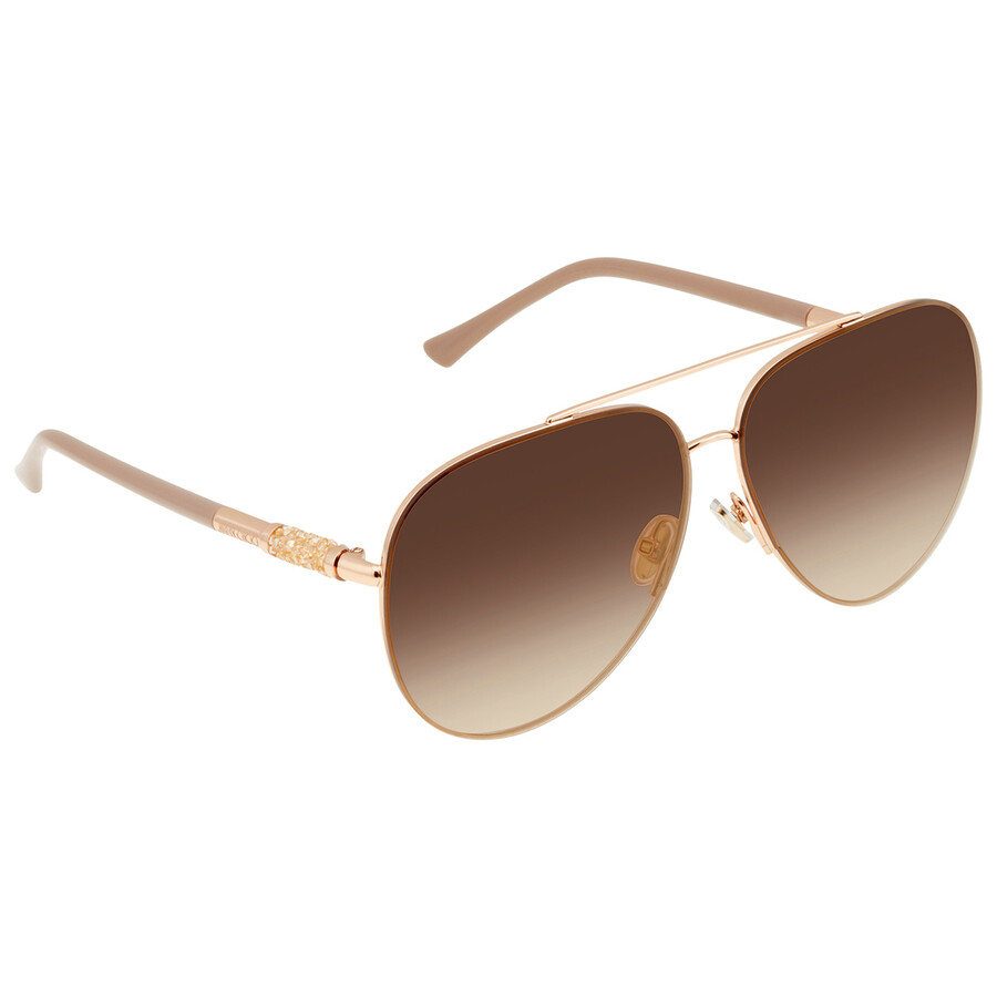Jimmy Choo Brown Gold Pilot Ladies Sunglasses GRAY/S 0BKU/JL 63