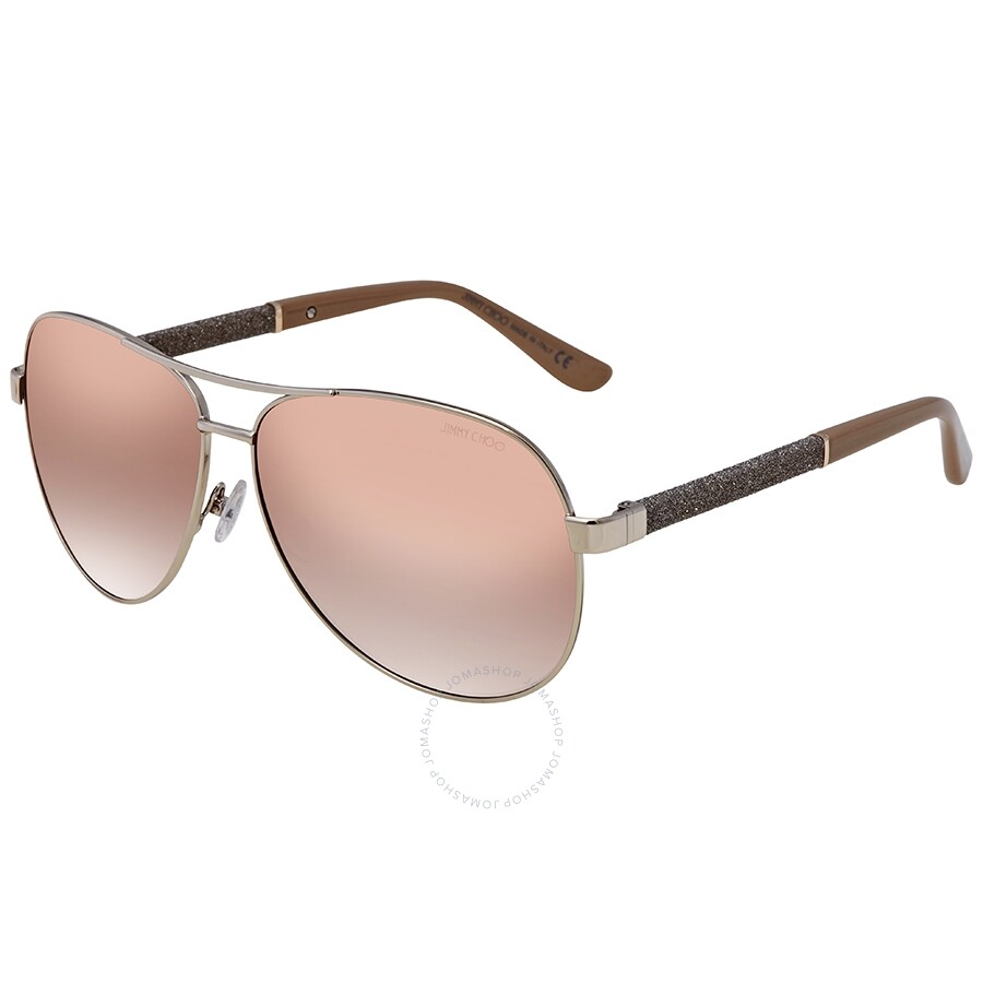 Jimmy Choo Brown Mirror Gold Shaded Aviator Sunglasses Lexie/S W8Q 61
