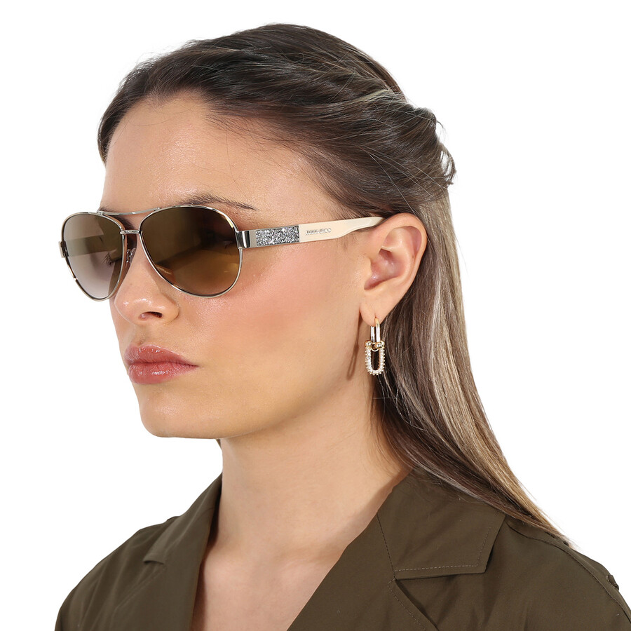 Jimmy Choo Brown Mirror Gold Shaded Pilot Ladies Sunglasses BABA/S 09D4