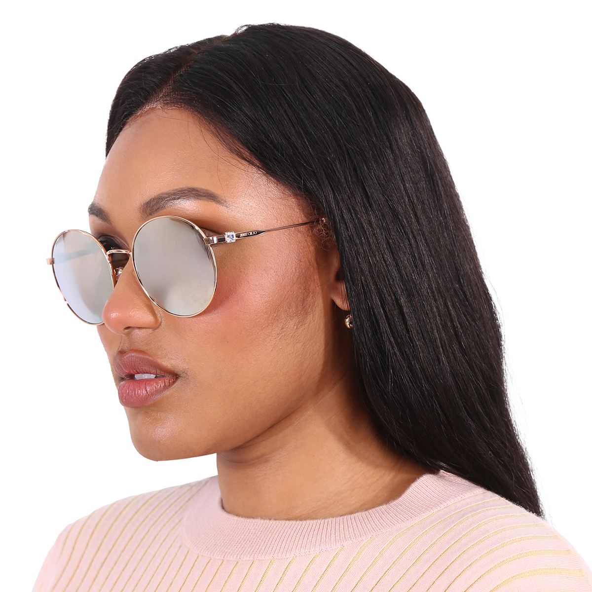 Jimmy Choo Gold Multilayer Round Ladies Sunglasses KAT/G/SK 0DDB/SQ 58