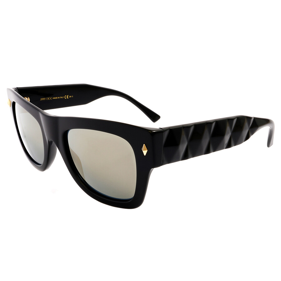 Jimmy Choo Grey Gold Mirror Rectangular Ladies Sunglasses JIM SUN DUDE/S  807 52