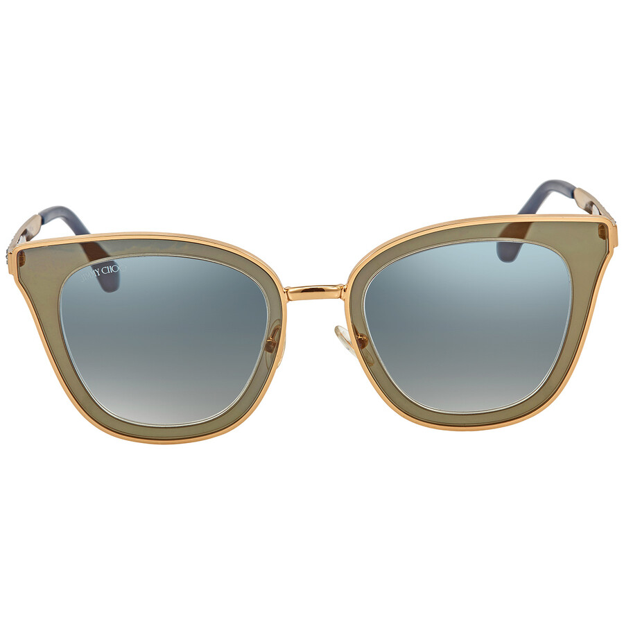 Jimmy Choo Ladies Blue/Gold Cat Eye Sunglasses LORY/S KY2 49