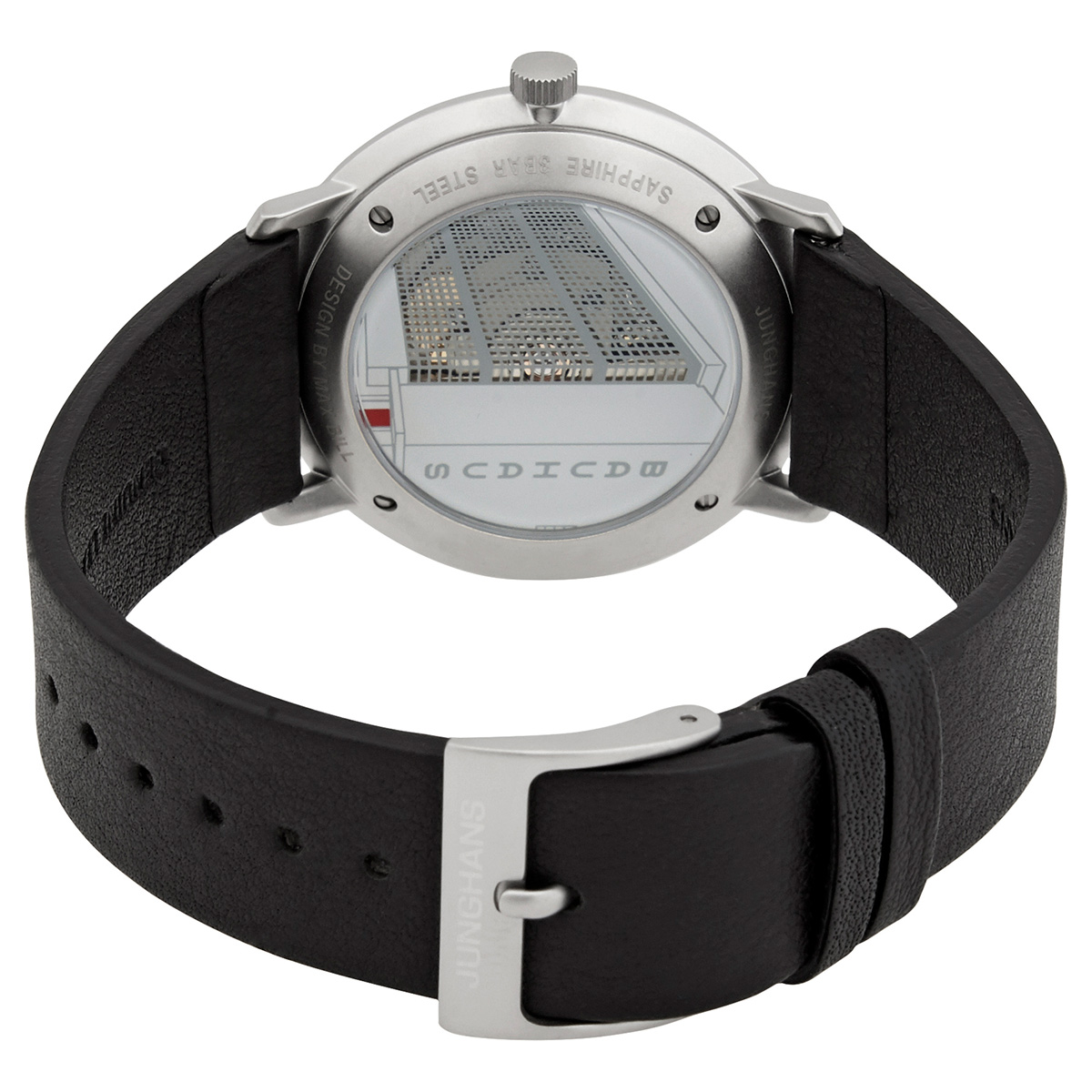 JUNGHANS Orologio Unisex Automatico 027/4009.02 – Cassa Acciaio, Quadrante Bianco, Cinturino Pelle Nera, Calendario - 4