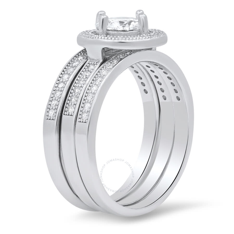Radiant Cut Cubic Zirconia .925 Sterling Silver Eternity Band Ring Siz