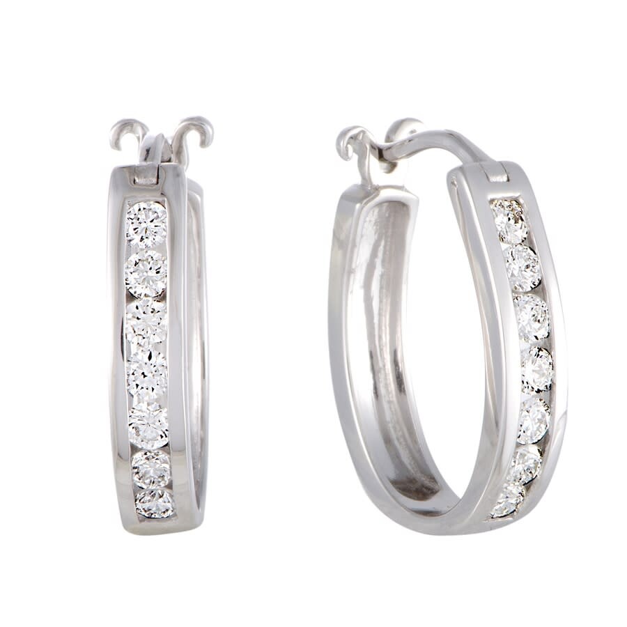 Channel set diamond huggie earrings Clearance