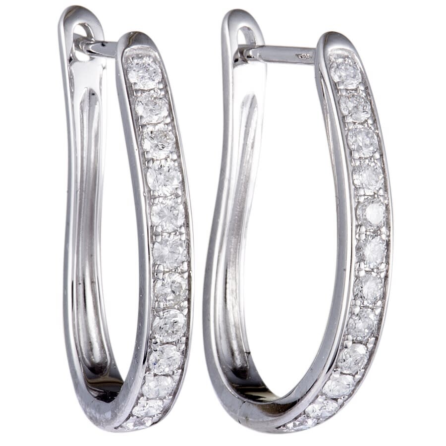 Lb Exclusive 14K White Gold .75 Carat VS1 G Color Diamond Oval Hoop Earrings AER14265WW