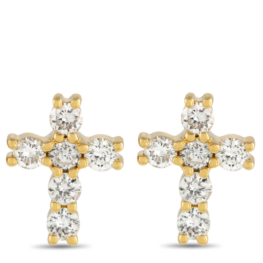 Lb Exclusive 18K Yellow Gold 0.50ct Diamond Cross Earrings AER16973Y
