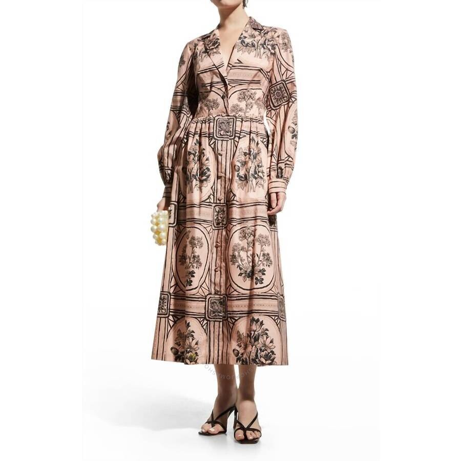 Lela Rose Ladies Medallion Floral Printed Poplin Full Sleeve Shirt