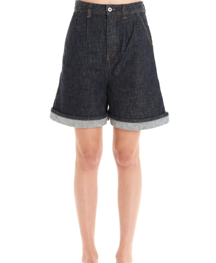 Loewe Ladies Short Flared Denim Shorts 