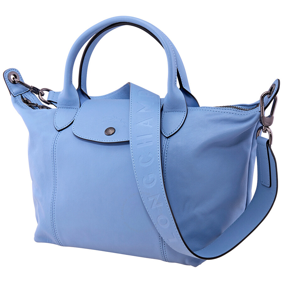Longchamp Ladies Le Pliage Cuir Top Handle Bag S-Blue Longchamp Ladies Le Pliage Cuir Top Handle Bag S-Blue
