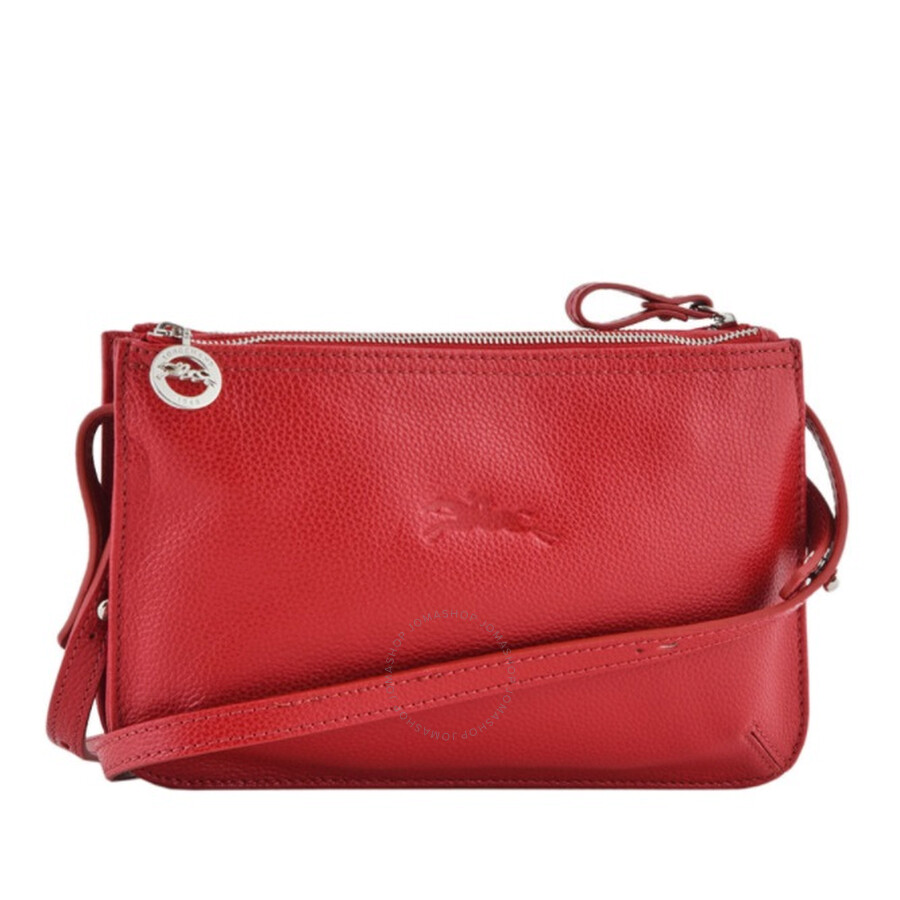 Longchamp Ladies Red Leather Crossbody Bag L2072021545 3597921827108