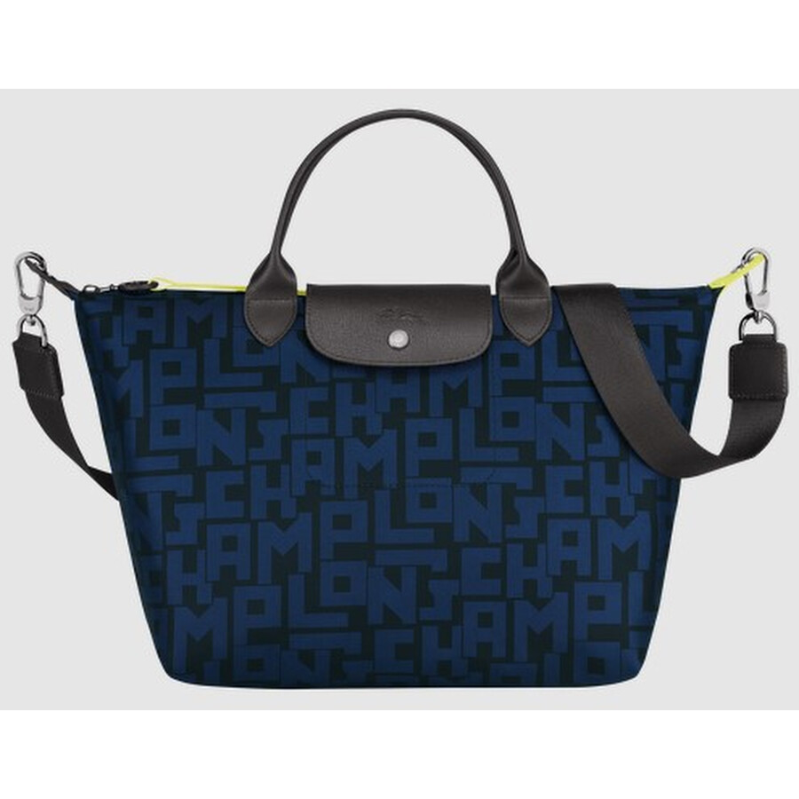 Longchamp Le Pliage LGP Black/Navy Ladies 11 x 12.6 x 6.7 in Top Handle