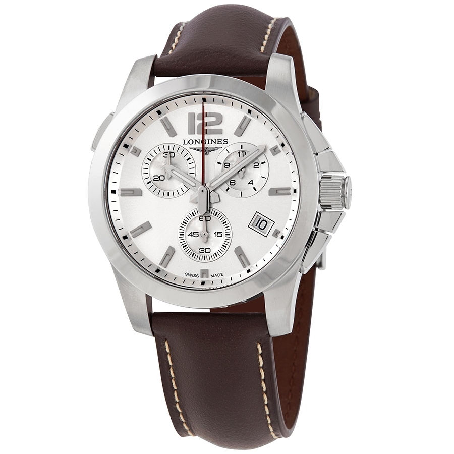 Longines Conquest Chronograph Quartz Silver Dial Men's Watch L3.702.4.76.5  7612356193256 - Watches, Conquest - Jomashop