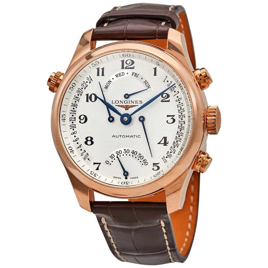 Longines Master 18kt Rose Gold Automatic Guilloche Silver Dial Men's Watch  L2.715.8.78.3 - Watches, Master Collection - Jomashop