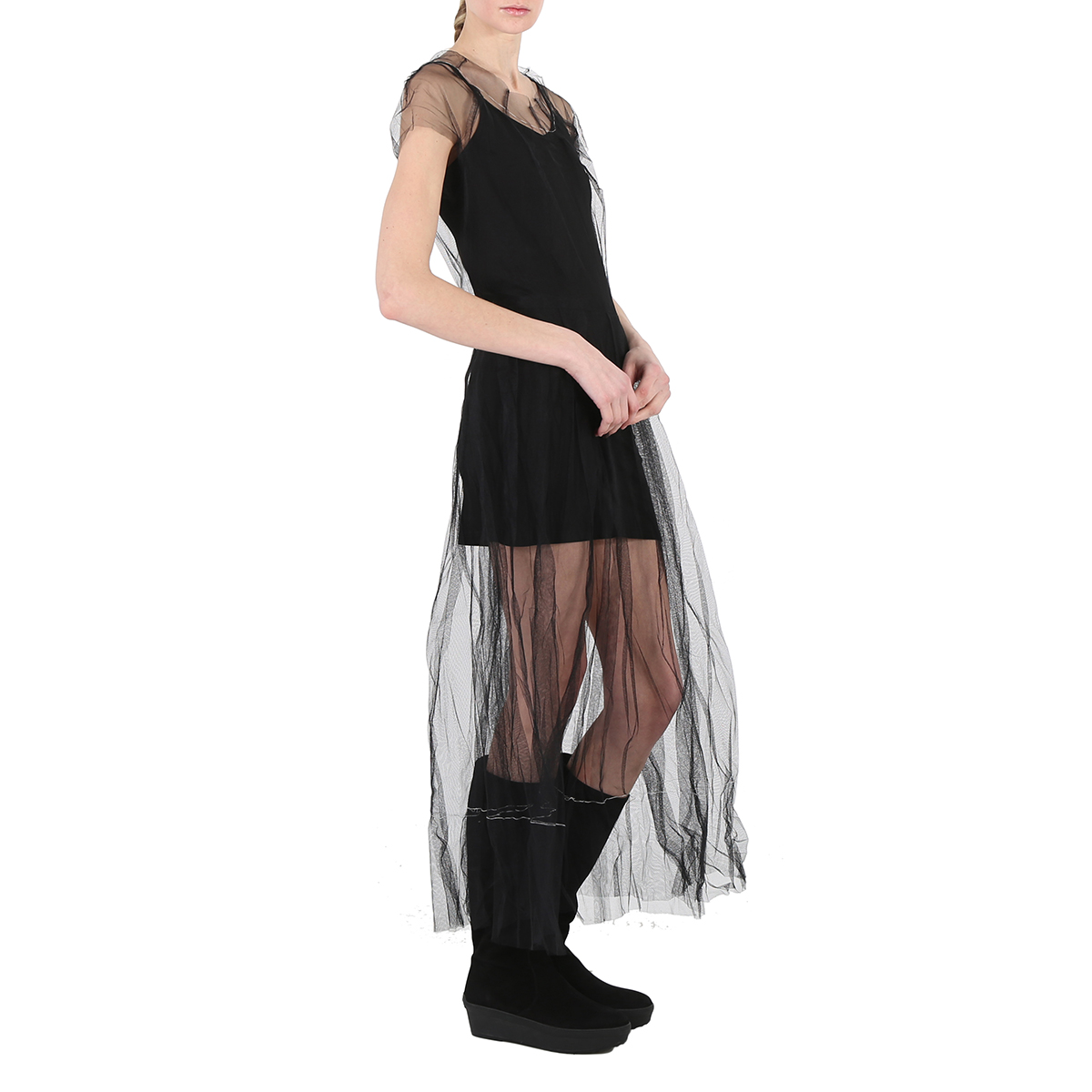 Maglietta Sheer Tulle Con Colletto E Pois | Maniche Lunghe Trasparenti Donna