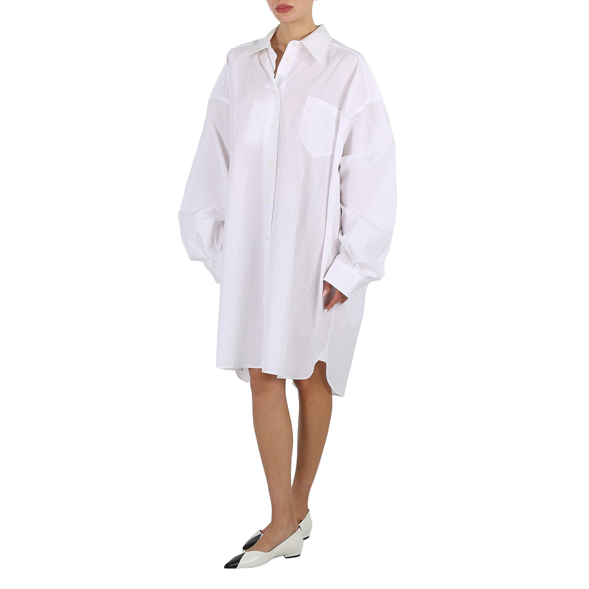 Maison Margiela Women White Poplin Shirt Mini Dress