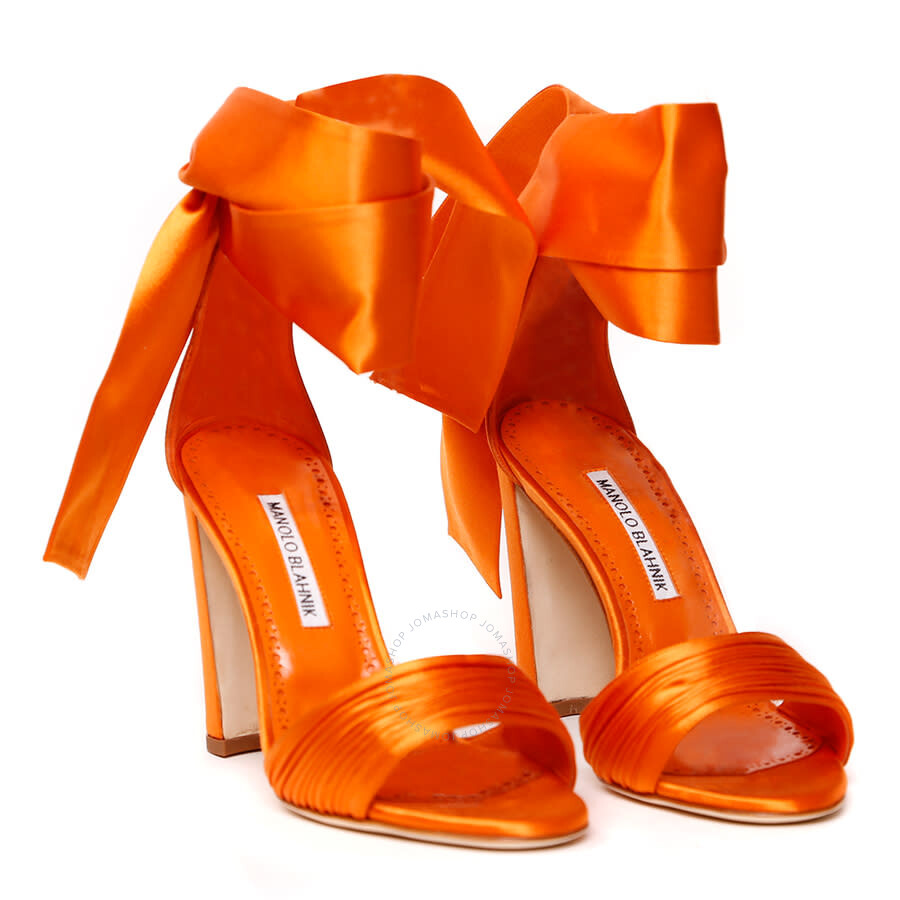 Manolo Blahnik Misam Ladies Orange High Heel Sandals, Brand Size 40