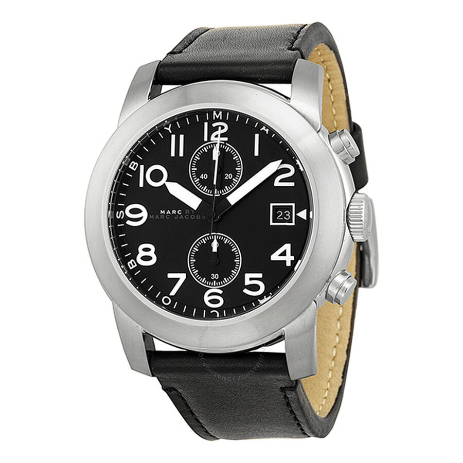 Marc by Marc Jacob Larry Black Dial Black Leather Men's Watch