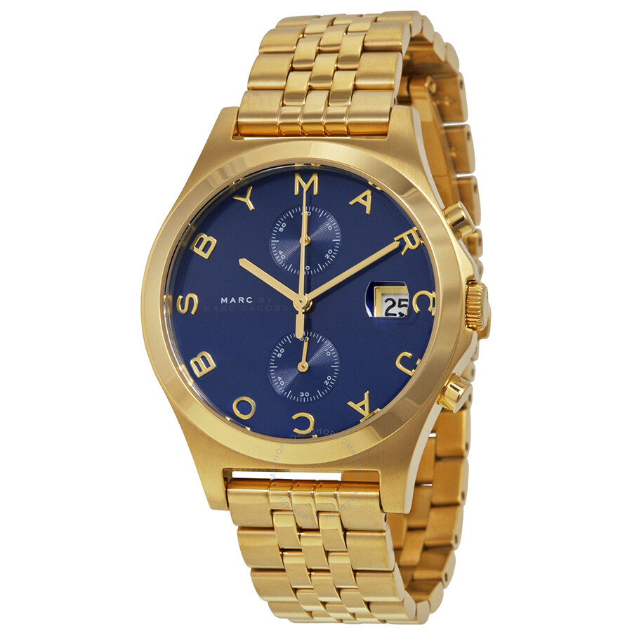 Fergus Chronograph Blue Dial Gold-tone Ladies Watch