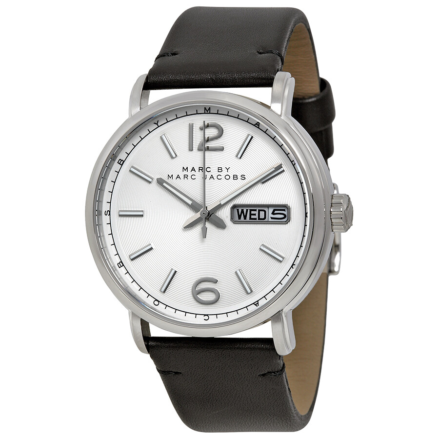 Fergus Silver Dial Black Leather Men's Watch