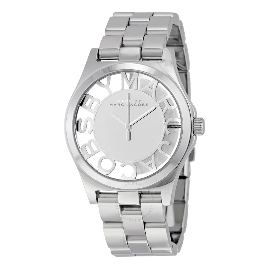 Henry Skeleton Silver Dial Stainless Steel Ladies Watch