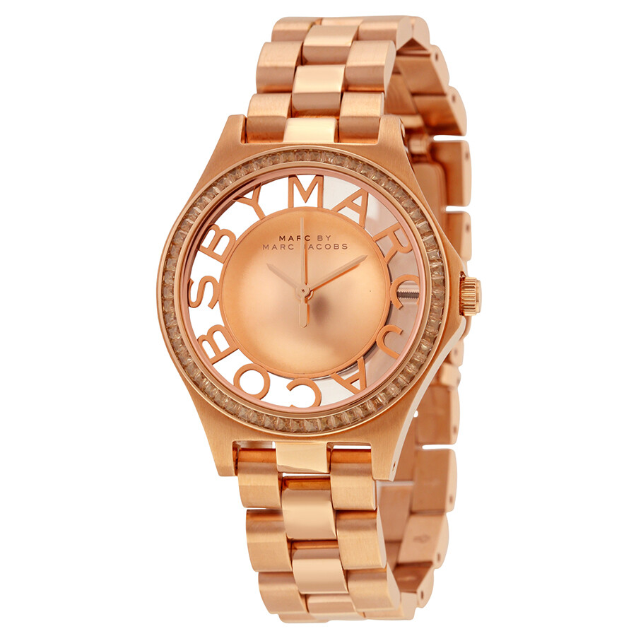 Henry Transparent Dial Rose Gold-tone Ladies Watch