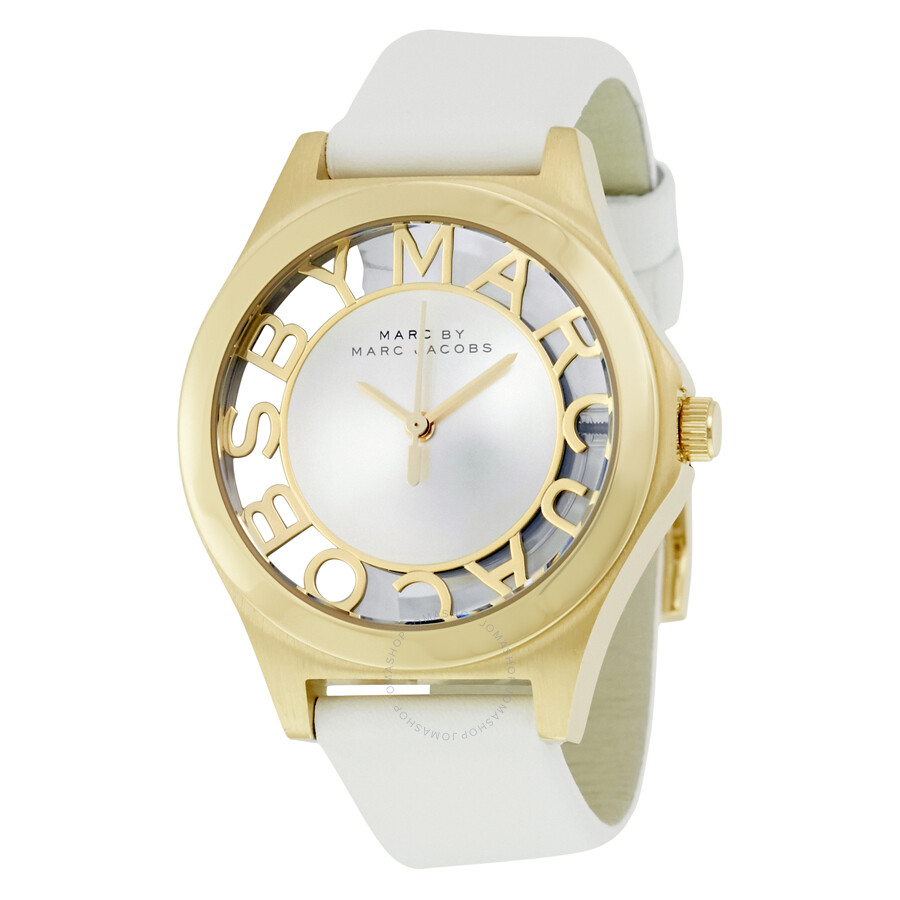 Henry White Dial White Leather Ladies Watch