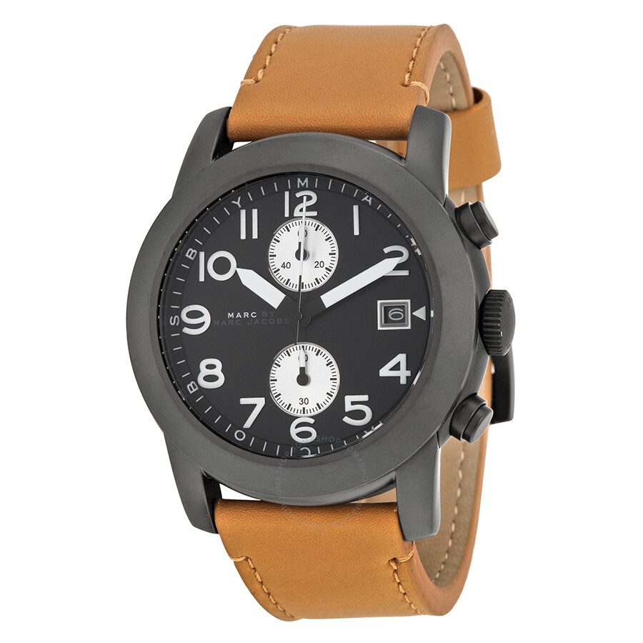 Larry Chronograph Black Dial Tan Leather Men's Watch