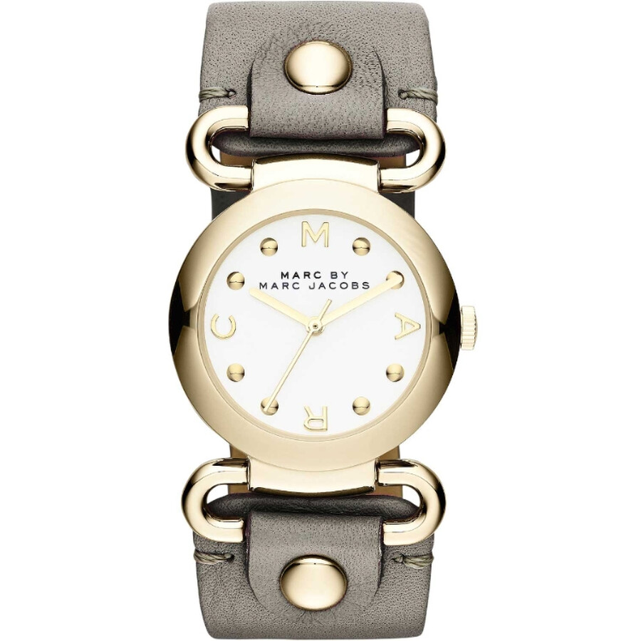 Molly White Dial Grey Leather Gold-tone Stainless Steel Case Ladies Quartz Watch