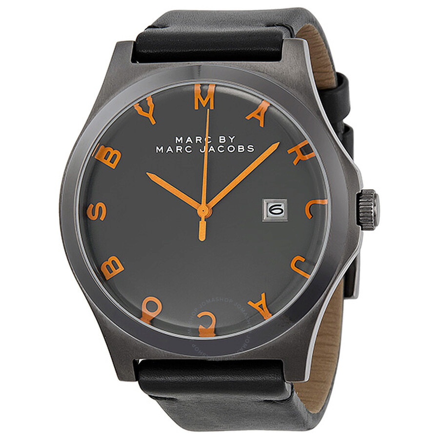Henry Charcoal Dial Black Leather Unisex Watch