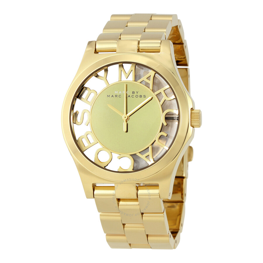 Henry Skeleton Gold Dial Ladies Watch