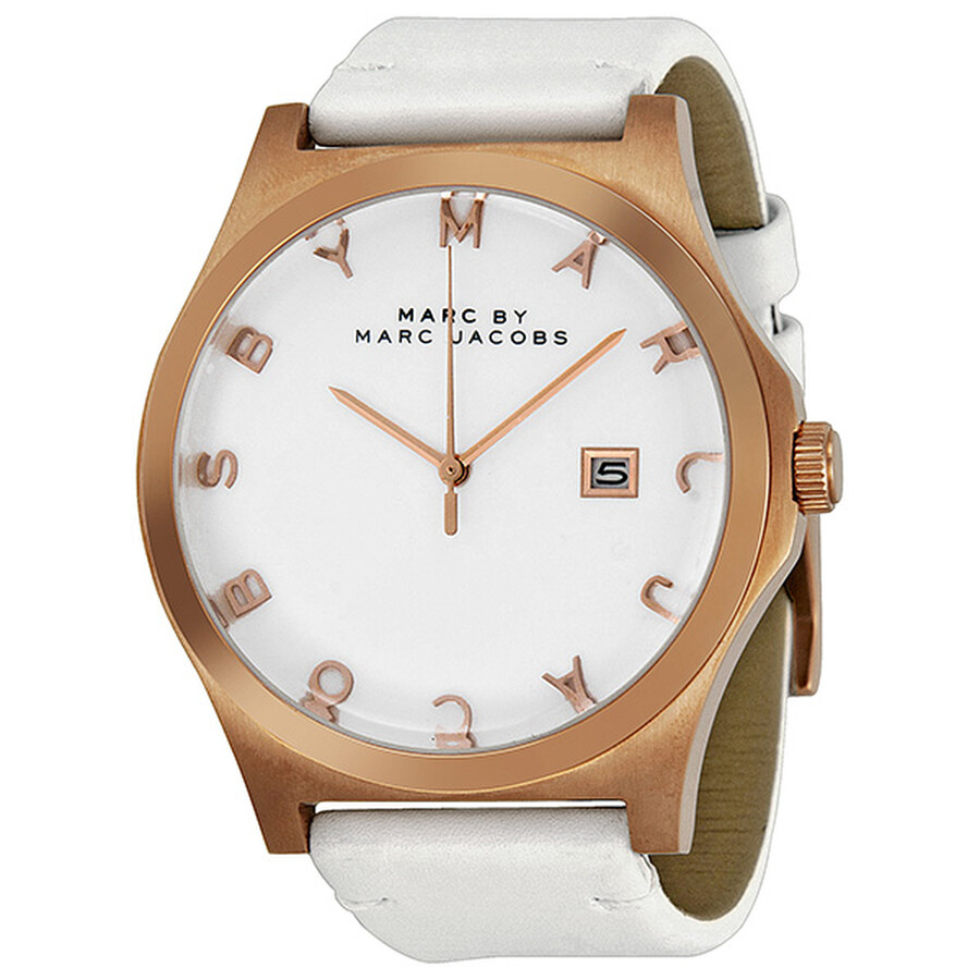Henry White Dial Rose Gold Ion-plated White Leather Unisex Watch