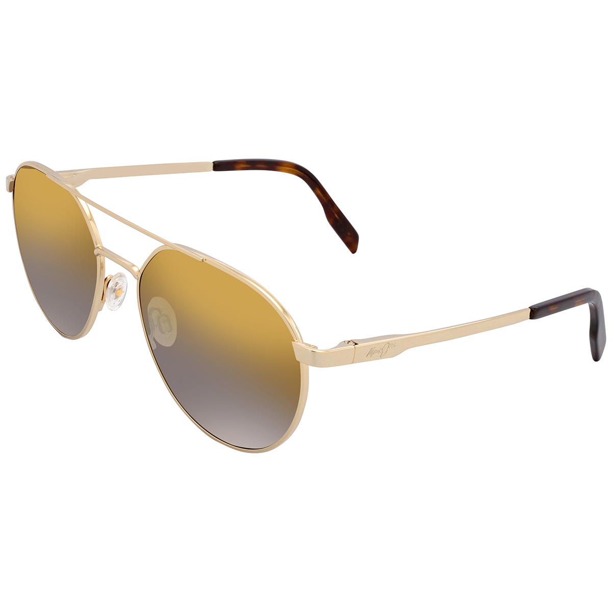 Maui Jim Waterfront Dual Mirror Gold to Silver Round Unisex Sunglasses ...