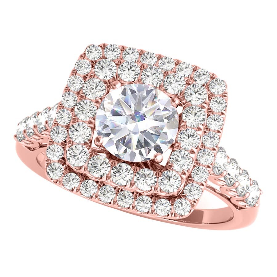 Maulijewels 2.00 Carat Moissanite Diamond 14K Rose Gold Halo