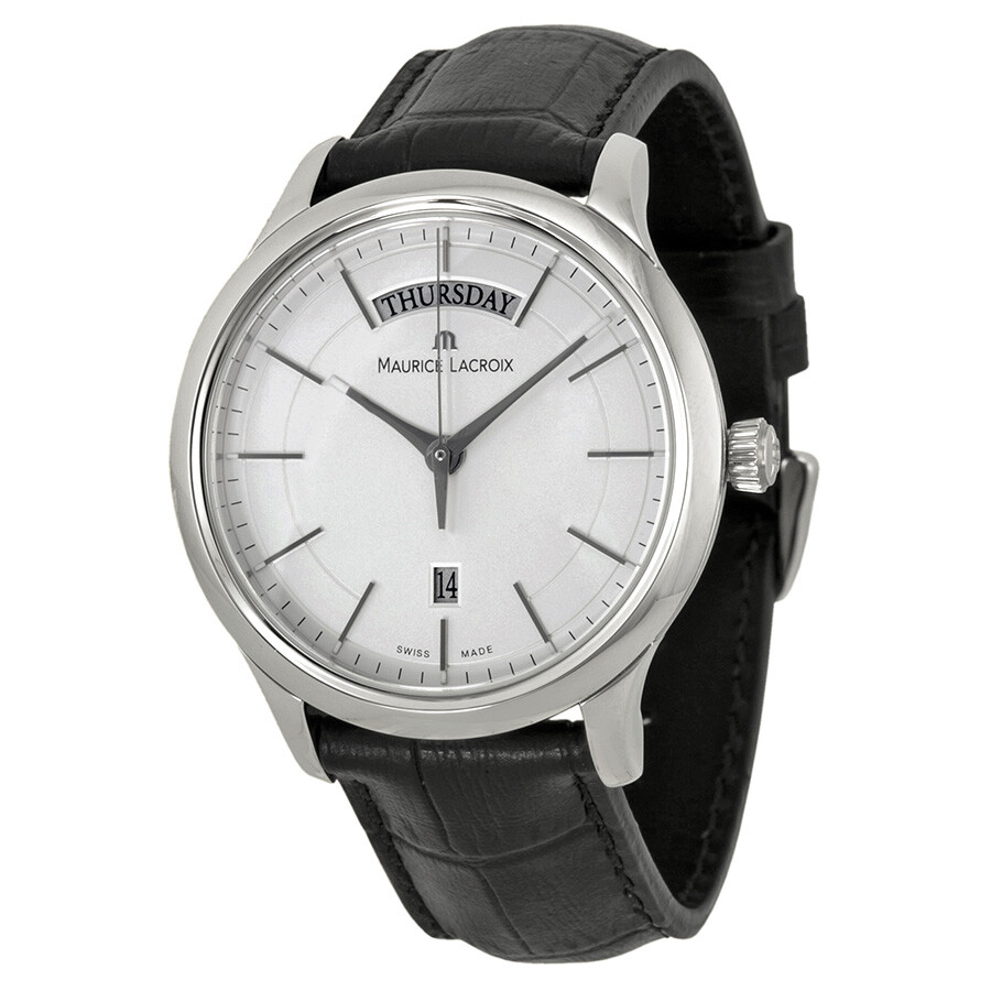 Maurice Lacroix Les Classiques Silver Dial Black Leather Men's Watch LC1007-SS001-130  7640132495645 - Watches, Les Classiques - Jomashop
