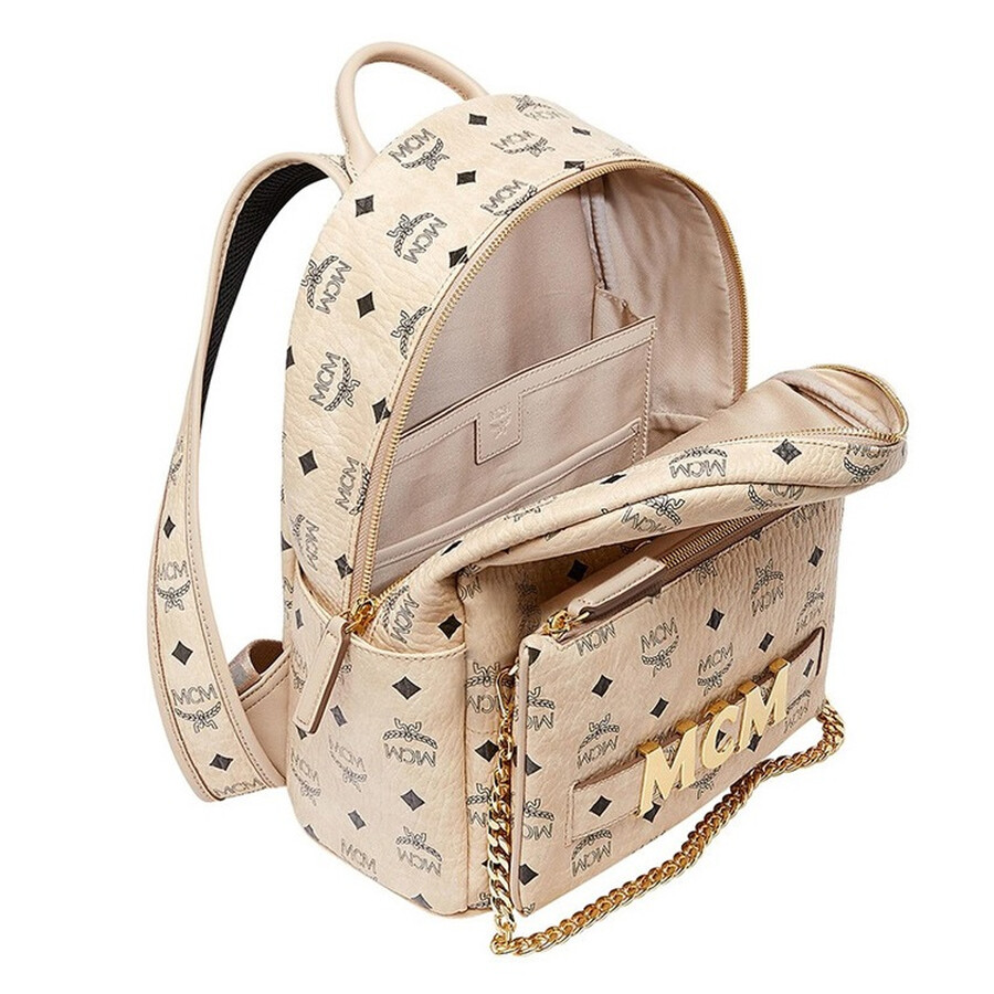 Mcm Trilogie Stark Visetos Backpack In Beige MMK8AVE83IG001