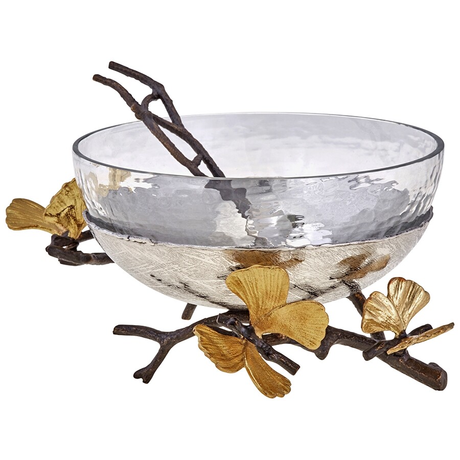 Michael Aram butterfly Ginkgo Glass Nut Dish with Spoon 175743