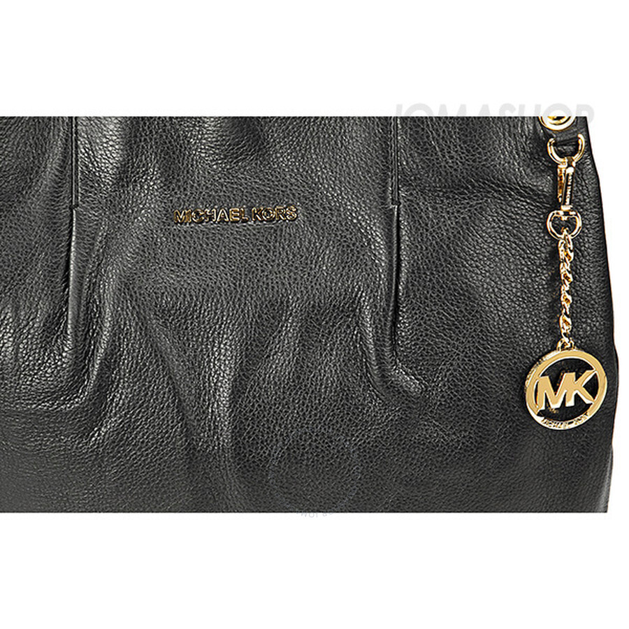 Michael Kors Bedford Large Genuine Black Leather Shoulder Tote Bag