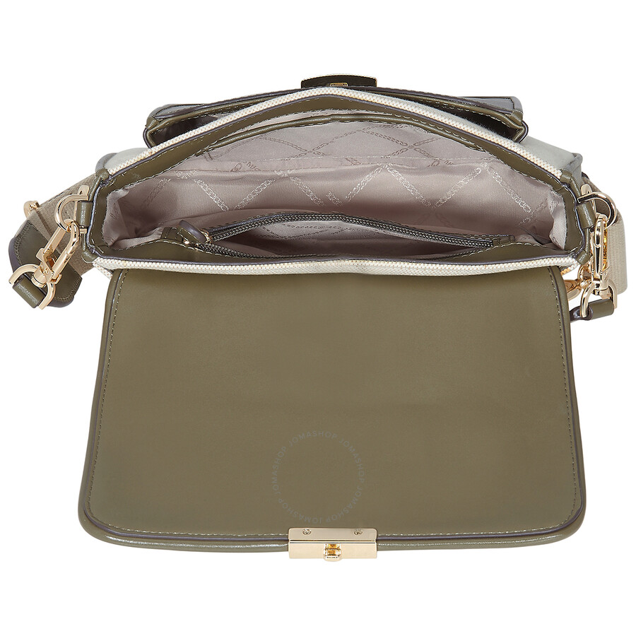 Michael Kors Bradshaw Medium Striped Canvas And Faux Leather Messenger